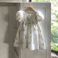 baby girls floral embroidery dress vintage childrens one piece clothing korean 2022 kids girl retro cotton short sleeve dresses