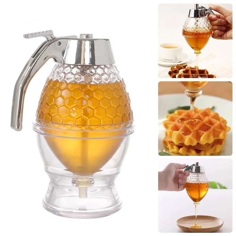

Portable Bottle Squeeze Honey Creative Sealed Pot Kitchen Plastic Type Storage Honey Can Jar Transparent Type Press Funnel