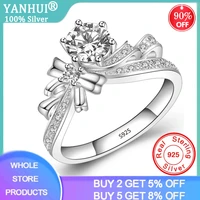 elegant creative butterfly flowers crystal wedding rings for women 1 0ct lab diamond glamour ring tibetan silver s925 jewelry
