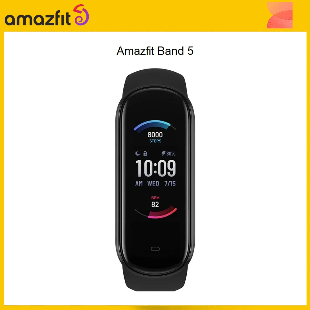 

Восстановленная Машина Amazfit Band 5 Смарт-часы Built-in GPS HD AMOLED дисплей 15-дневный аккумулятор смарт-часы
