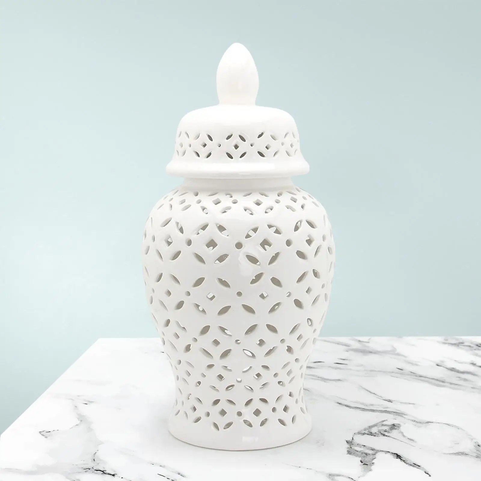 

Carved Lattice Vase Temple Jar with Lid Decorative Delicate