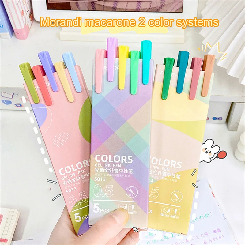

Gel Pen 0.5mm Refill Smooth Writing Durable Signing Pen 5 Colors Macarons Pens Set