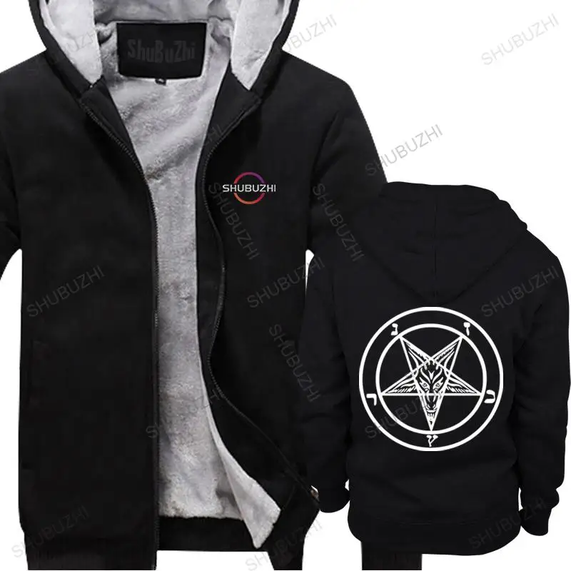 

men's winter jacket brand sweatshirt hooded black new stickers satan 666 bigger size man vintage loose style thick zipper hoody