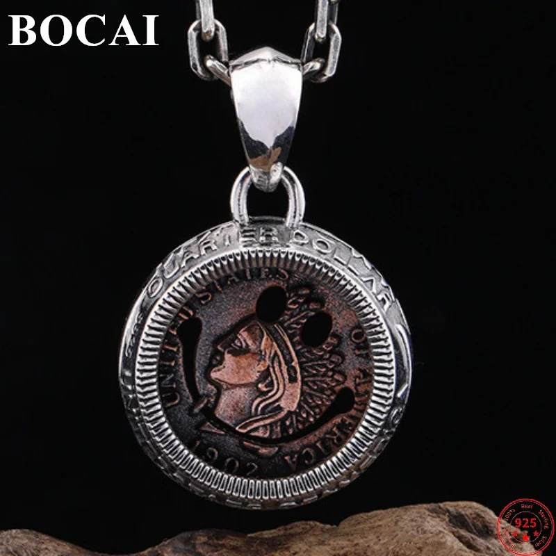 

BOCAI S925 Sterling Silver Pendants 2022 New Fashion Ancient Coin Cool Style Pure Argentum Hanging Jewelry for Men Women