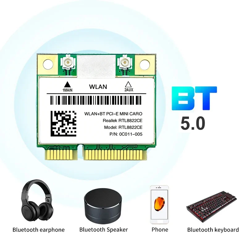 Фото KEBIDUMEI RTL8822CE 1200 Мбит/с 2,4G/5 ГГц 802.11AC Wi-Fi-карта, сетевая карта Mini PCIe, Bluetooth 5.0, поддержка ноутбуков/ПК, Windows 10/11 №5