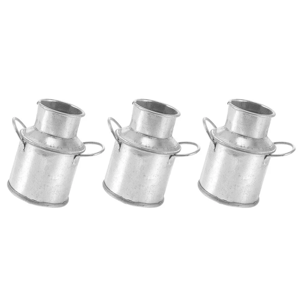 

3 Pcs Milk Jug Tin Bucket Miniature Ornament Vases Tabletop Miniatures Small Tiny Retro Home Decor Crafts House Accessory