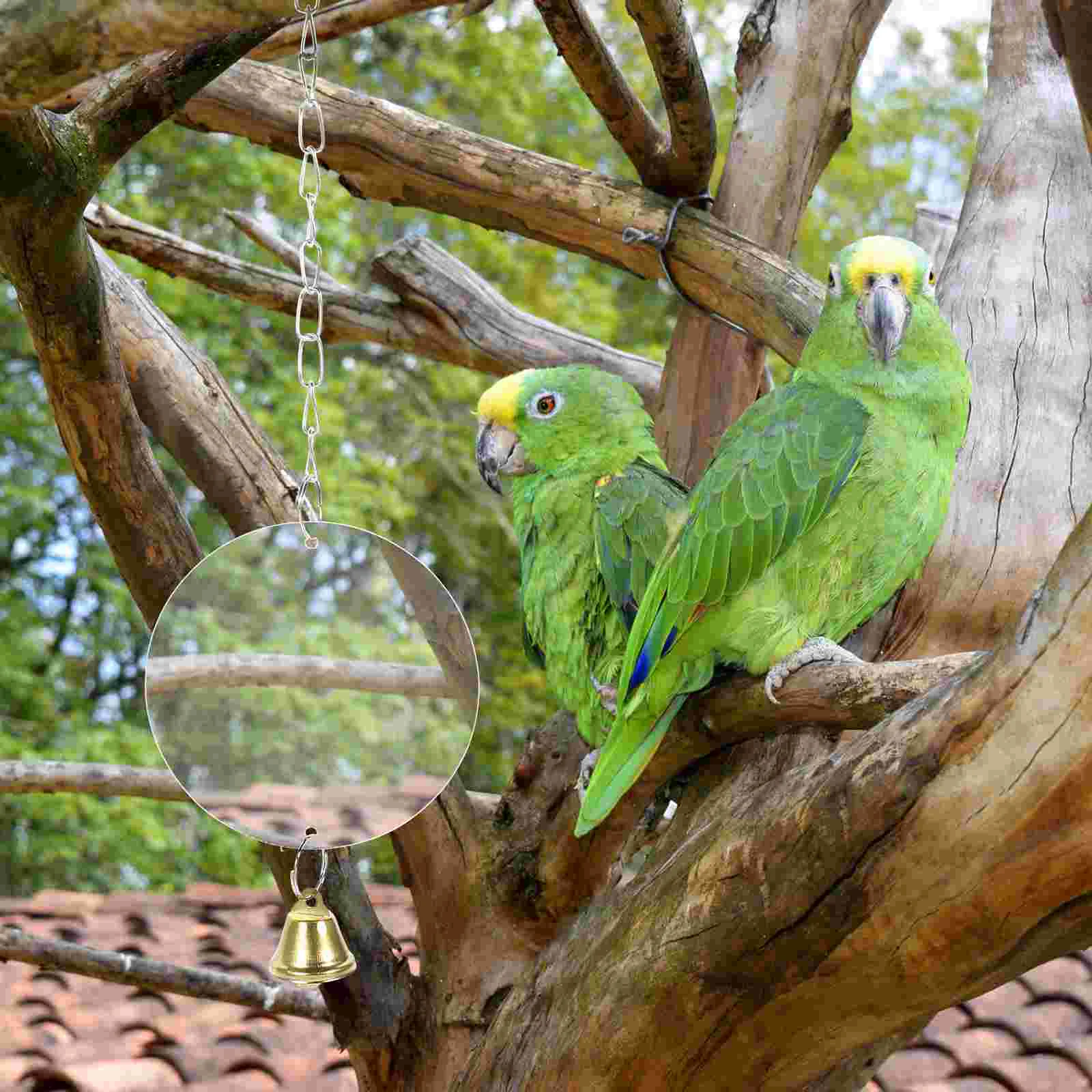 Зеркальные игрушки для птиц попугай клетки акриловые самонаслаждаются с