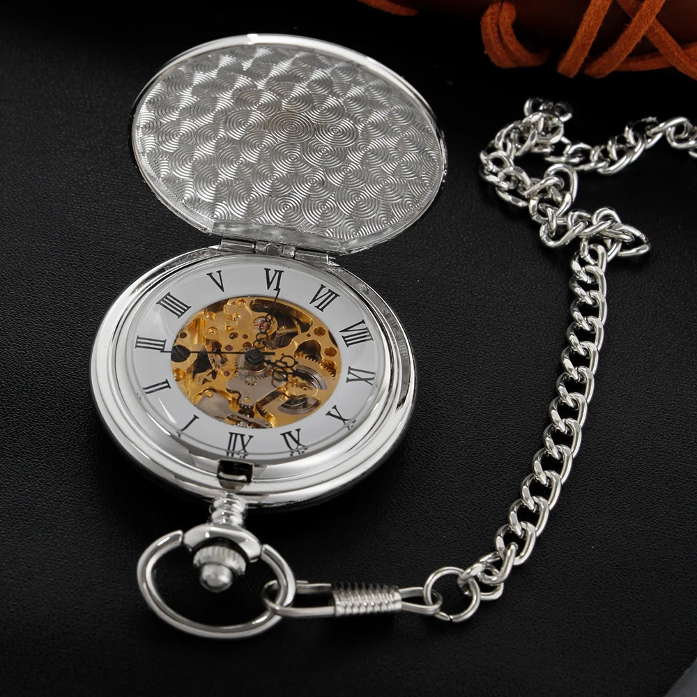 Fashionable Two Sided Reflective Mechanical Pocket Watch High Quality Unisex Necklace Timing Pendant Men's and Women's PJX001