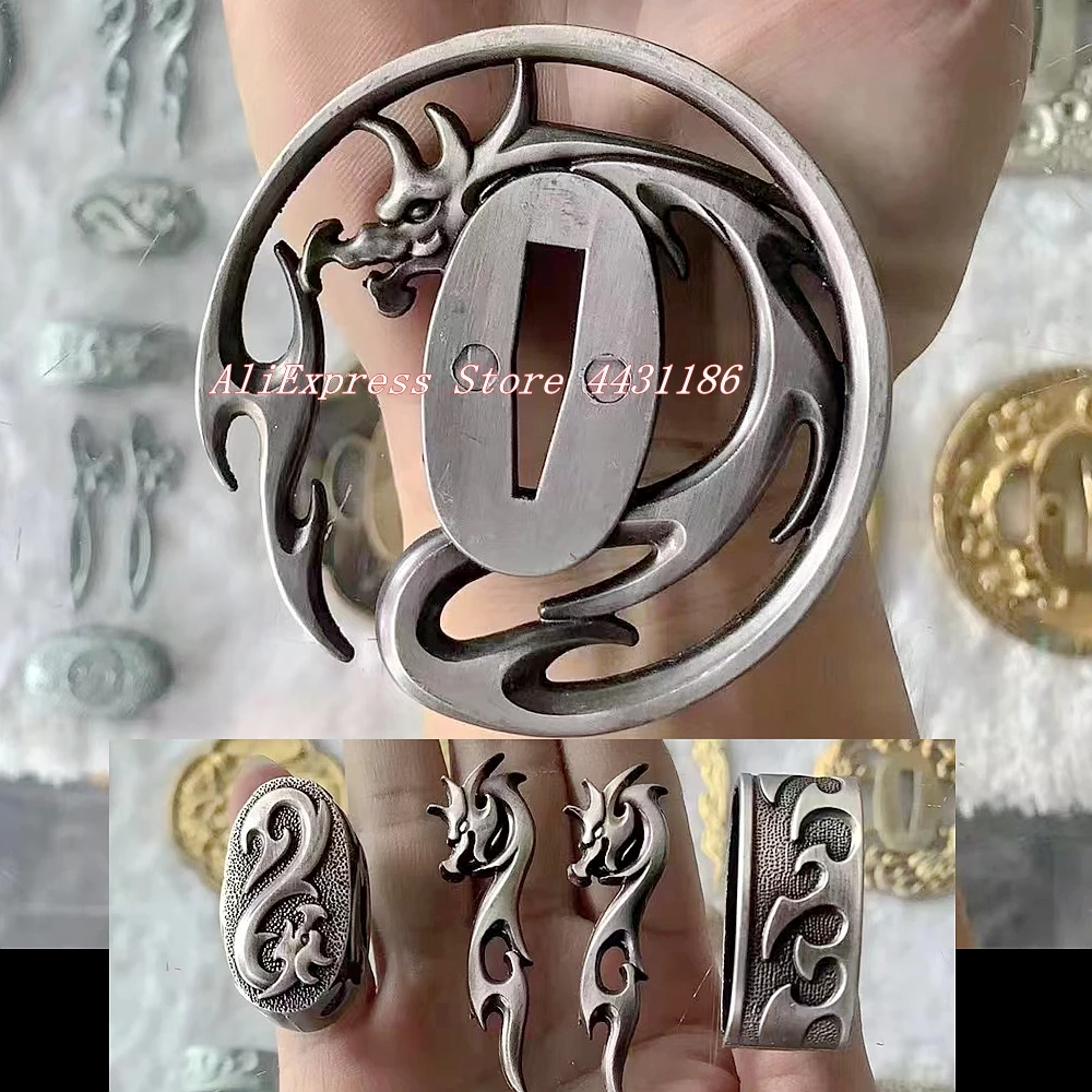 

Набор Цуба В Форме Дракона настоящая катана, японский самурайский меч/фитинги вакидзаси, защита из сплава + менуки + фучи + КАШИРА + хабаки + сеппа + цука