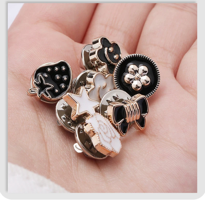 

10Pcs Free Sewing Pearl Rhinestone Button Brooch Prevent Accidental Exposure Buttons Brooches Pins Badge Cufflinks Shirt Button