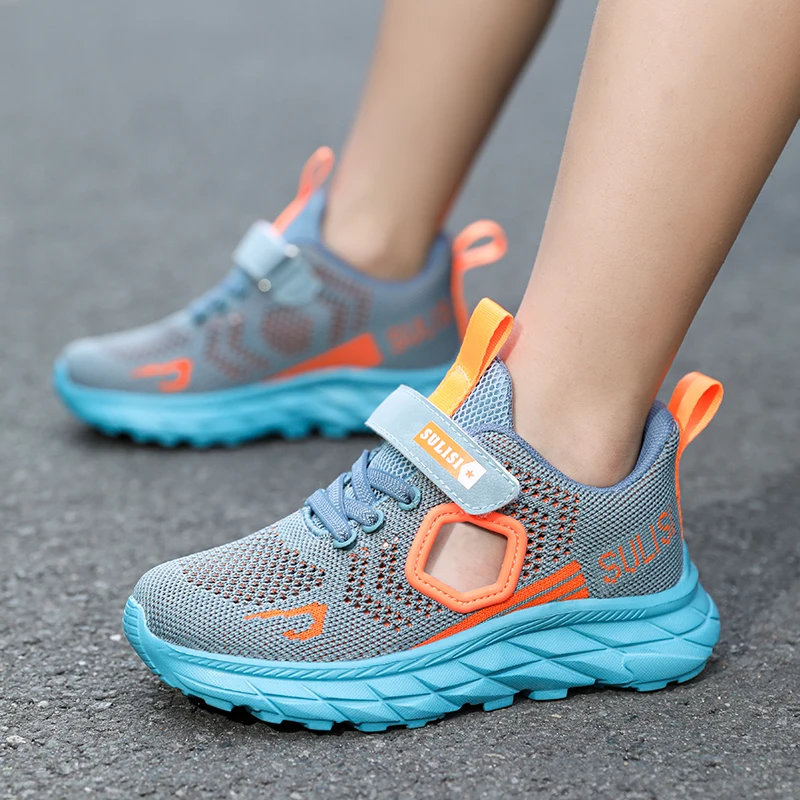 Летние Детские кроссовки с вырезами дышащая прогулочная повседневная