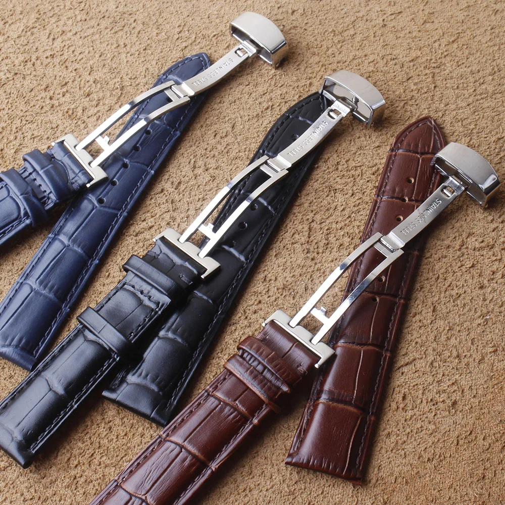 

Ремешок мужской с бамбуковым рисунком, сменный Браслет для наручных часов с одной боковой складной застежкой, 18 мм 19 мм 20 мм 21 мм 22 мм