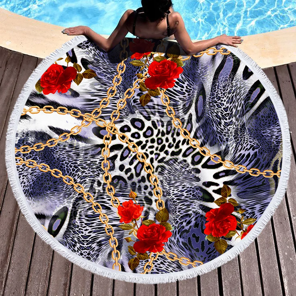 Пляжное полотенце шаль быстросохнущее большое круглое пляжное для плавания