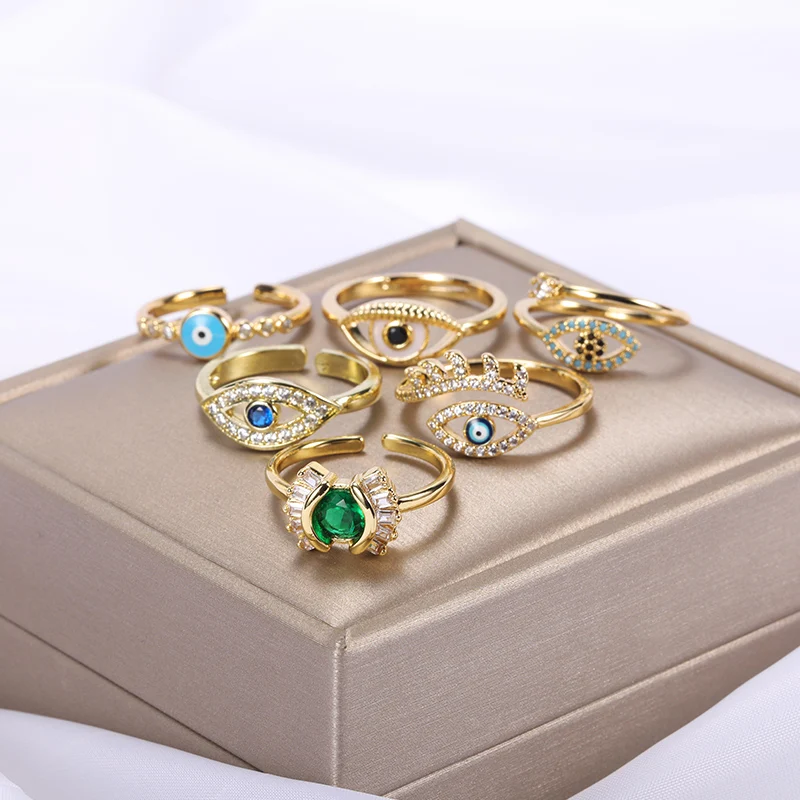 Очаровательные кольца с голубым турецким глазом для женщин ювелирные изделия на