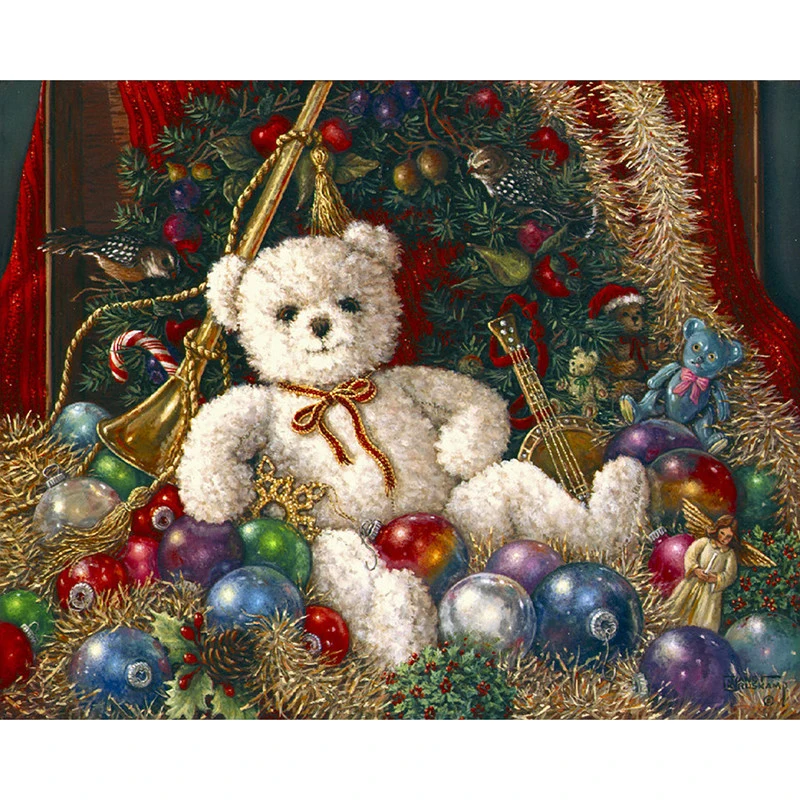 

DIY diamond embroidery Christmas bear 5D Diamond painting Cross Stitch full square 3D Rhinestone mosaic decoration