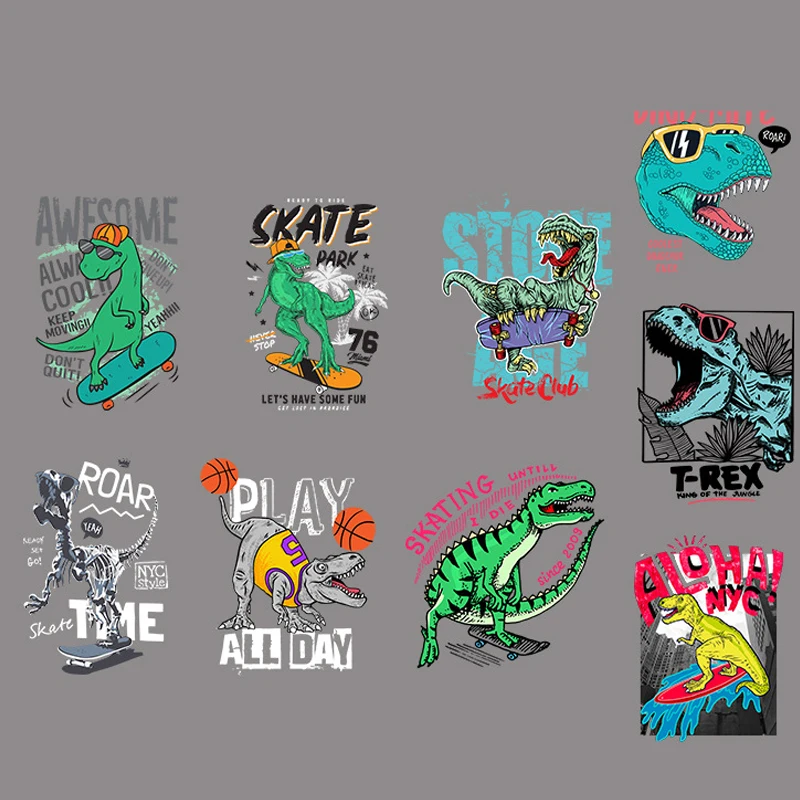 

Jurassic Park Fusible Patch Stickers for Kids Clothing DIY T-Shirt Hoodies Iron-on Transfers Patches Thermal Fashion Men Gift