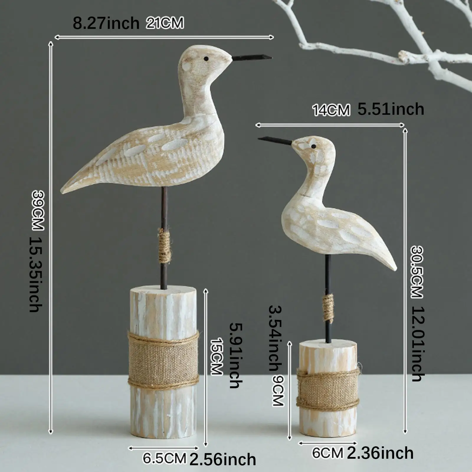 2x статуя чайки с основанием украшение для стола износостойкая деревянная