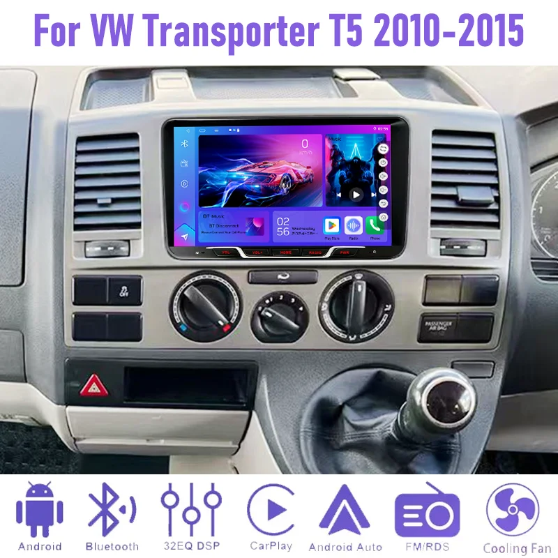 Фото Автомагнитола для VW Transporter T5 2010-2015, мультимедийный плеер 7 дюймов, беспроводной Apple CarPlay, Android 15, 8+128 ГБ №2