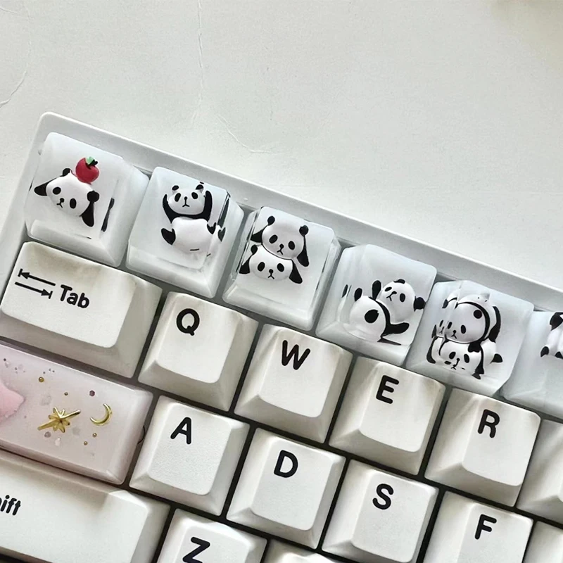

1PC Cute Panda Handmade Resin Key Caps Cat Backlit Keycaps Cartoon ESC R4 OEM Keycaps For Cross Switch Mechanical Gaming Keyboar