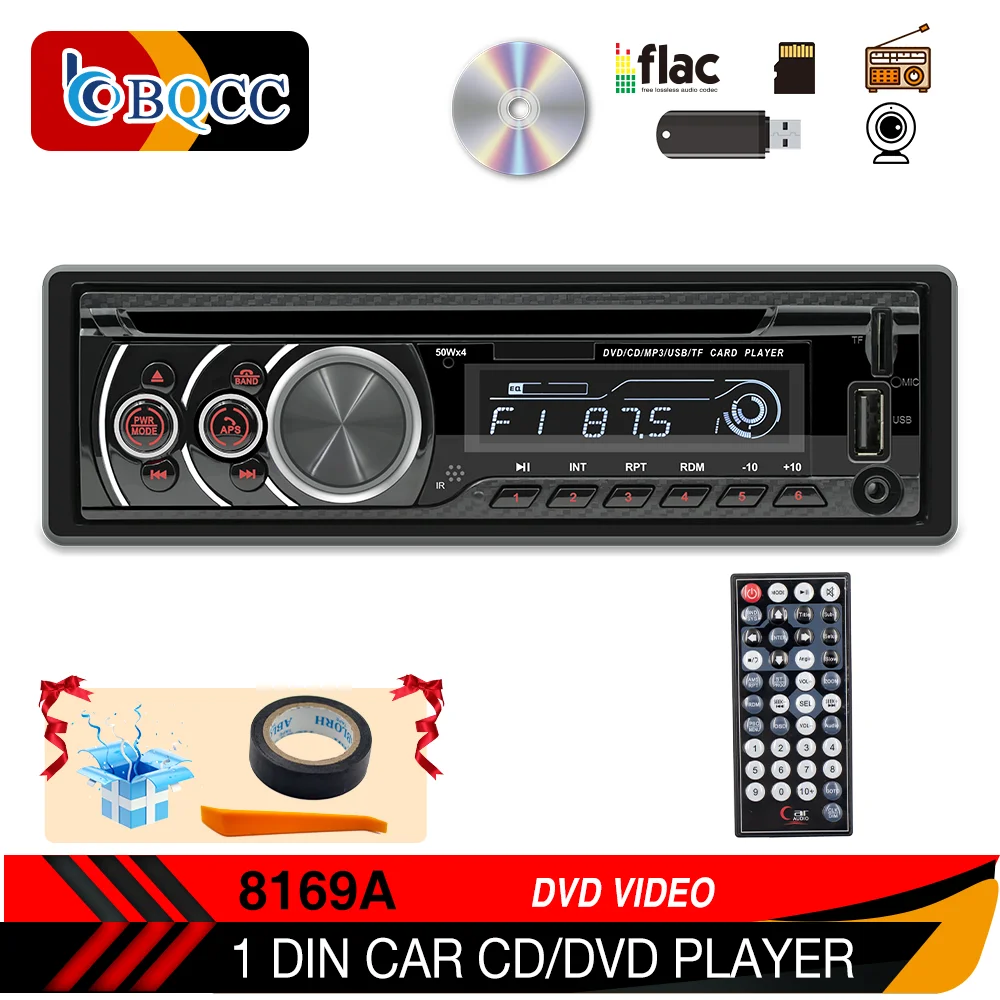 

1 Din Bluetooth Car Stereo CD VCD DVD Player AUX USB FM Radio Receiver In Dash Head Unit Autoradio Multimidia Car Stereo