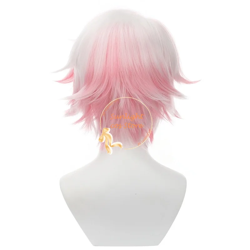 Ангел/Пыльный Парик 30 см Короткие Розовые Белые Парики Пыль Ange Косплей Аниме