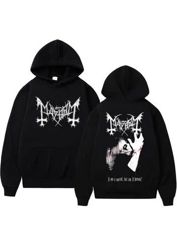 Толстовка с принтом Death Black Metal Mayhem для мужчин и женщин, винтажный повседневный спортивный костюм с капюшоном, мужская мода, уличная одежда большого размера в готическом стиле