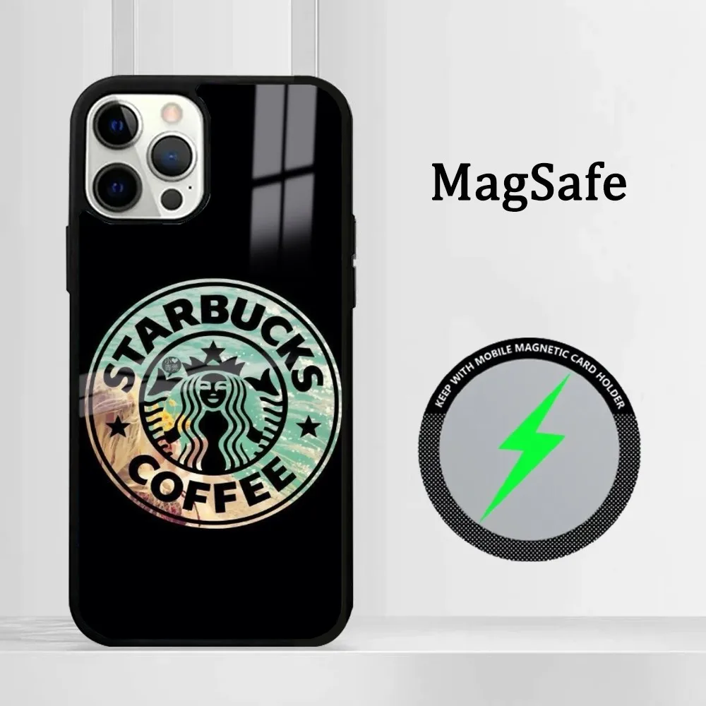 Брендовый чехол для телефона Coffee S-Star B-Bucks iPhone 16 15 14 13 12 11 Pro Max Plus Mini Magsafe Mirror