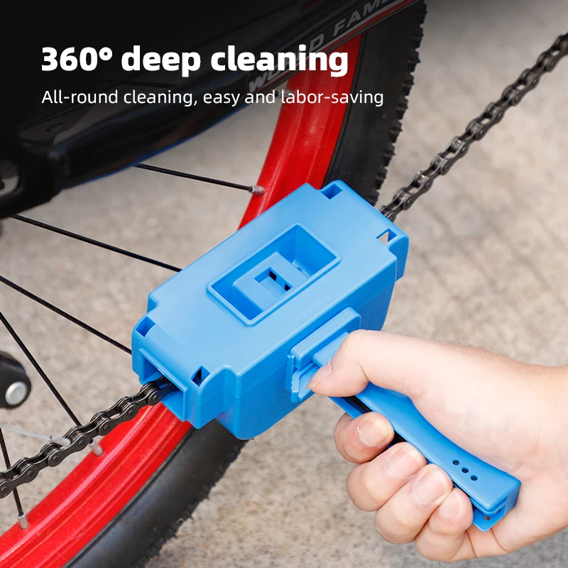 

Инструмент для очистки цепи горного велосипеда из АБС-пластика, универсальное устройство для очистки цепи, чистящее средство под углом 360 ° и мертвым углом, ручка для мойки велосипедной цепи, блокировка