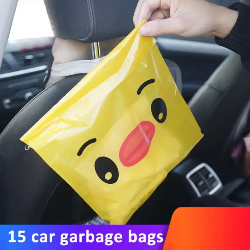 

15PCS Vehicle Mounted Garbage Bag Adhesive Garbage Bag For Car Convenient Disposable Garbage Bag Auto Interior Organizer
