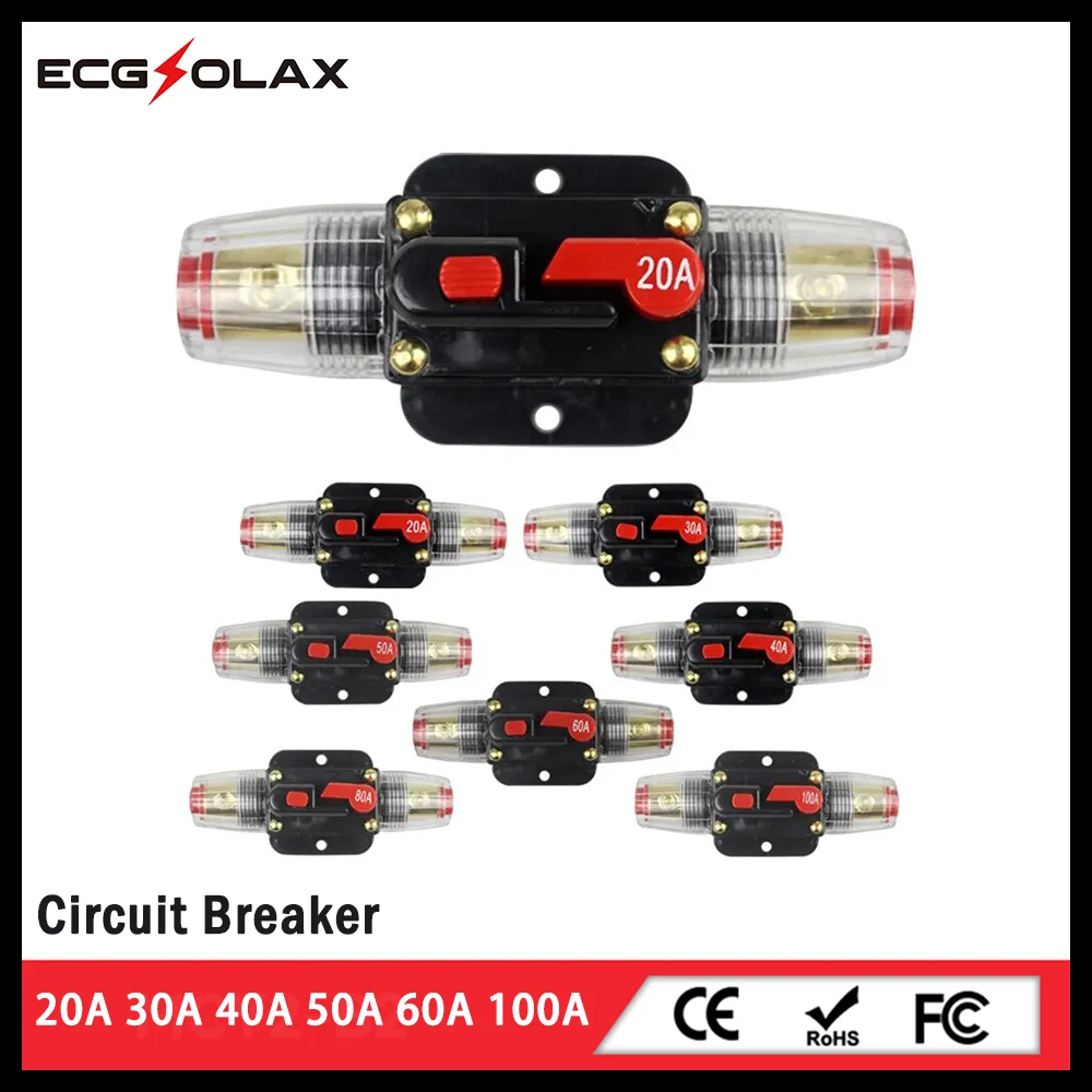Автоматический выключатель ECGSOLAX 12 В/24 В постоянного тока 20A 30A 40A 50A 60A 80A 100A