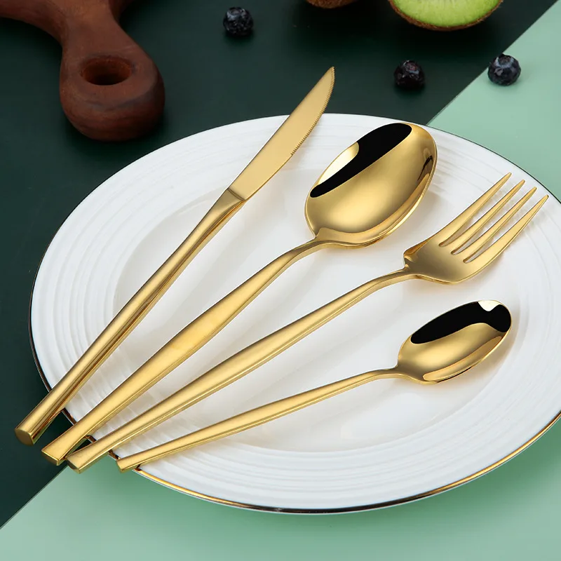 

16pcs Gold 18/10 Stainless Steel Luxury Cutlery Set Tableware Knife Coffee Spoon Fork Fishtail Handle Flatware Dishwasher Safe