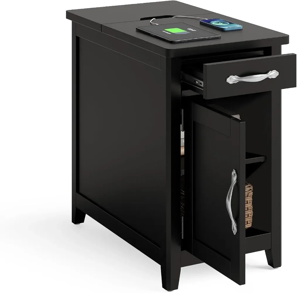 Торцевой столик для фермерского дома с зарядной станцией узкий приставной