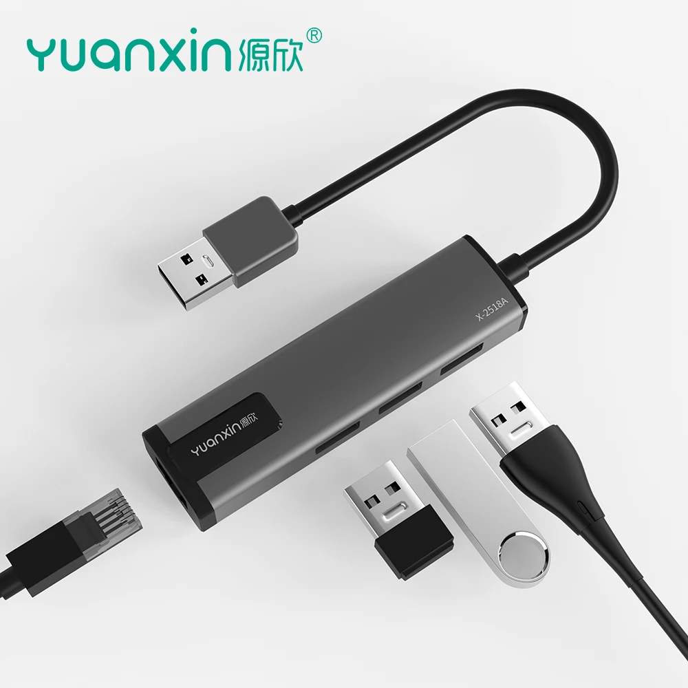 

USB-адаптер Yuanxin, проводное соединение из алюминиевого сплава, компьютерная сетевая карта 100 megabyte, без привода, частная модель, улучшенный