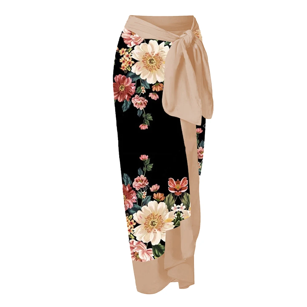 Retro Floral-print Swimsuit Split-joint the Shoulder Swimwear Women's Swimming Chic Ruffle Bikinis High Waist Bathing Suits Slim