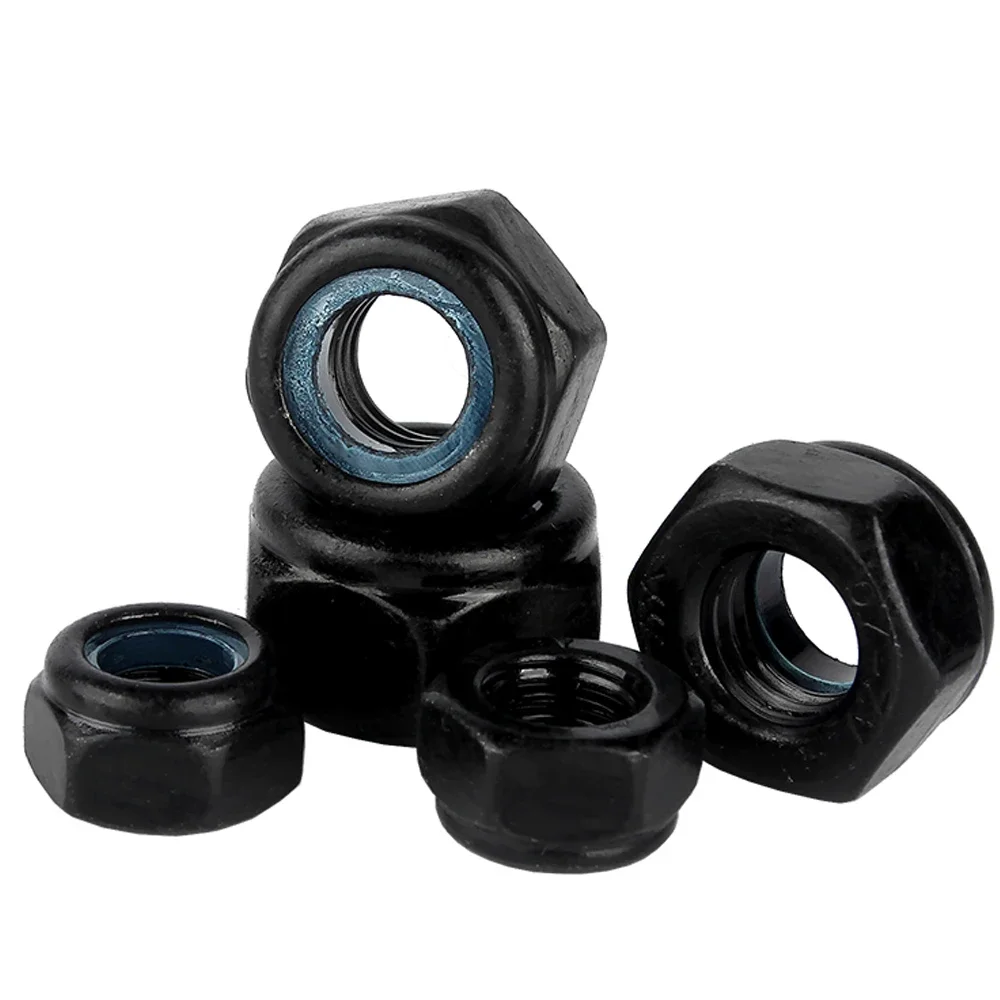 

2-25 шт. M2 M2.5 M3 M3.5 M4 M5 M6 M8 M10 M12 M14 M16 Черная шестигранная нейлоновая вставка Стопорная гайка Самоконтрящаяся контргайка Нержавеющая сталь 304