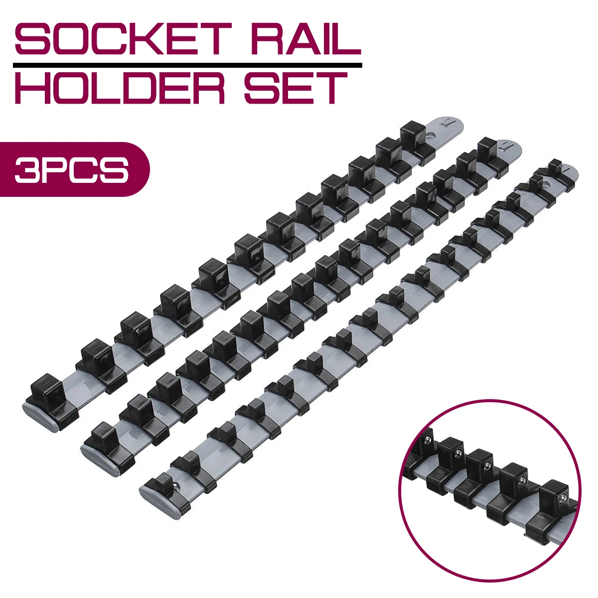 

3PCS/SET 1/4" 3/8" 1/2" Wall Wrench Organizer Socket Rack Storage Drive Rail Tray Holder Shelf Stand 34cm Socket Wrench