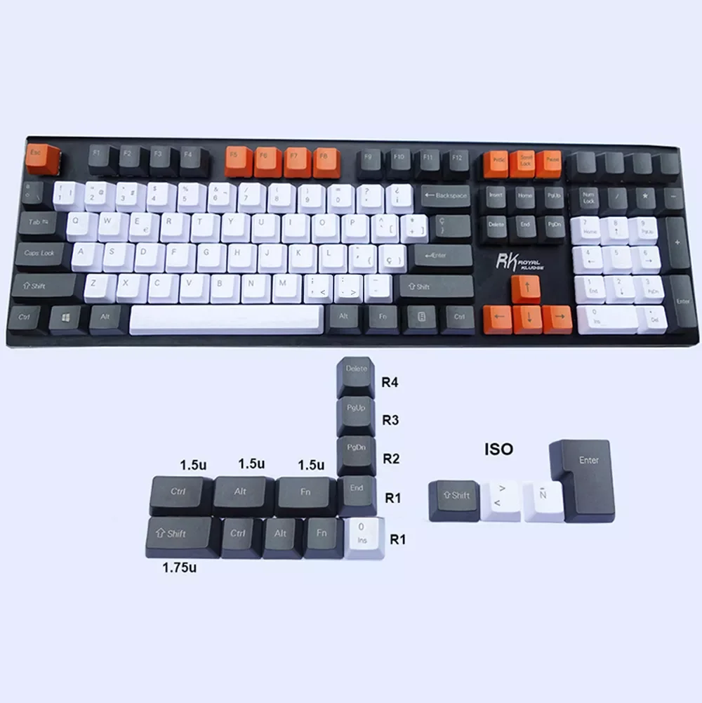

Original Layout OEM Keycaps European Type ANSI ISO-ES PBT Material for Cherry MX Switches Fit Mechanical Keyboards