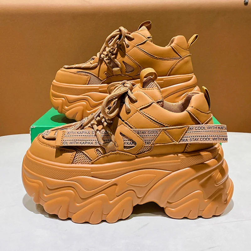 

Женские кроссовки на массивной платформе 2023 на толстом каблуке 8 см, дышащая сетчатая спортивная обувь, женская обувь на толстой вулканизированной подошве, Новинка