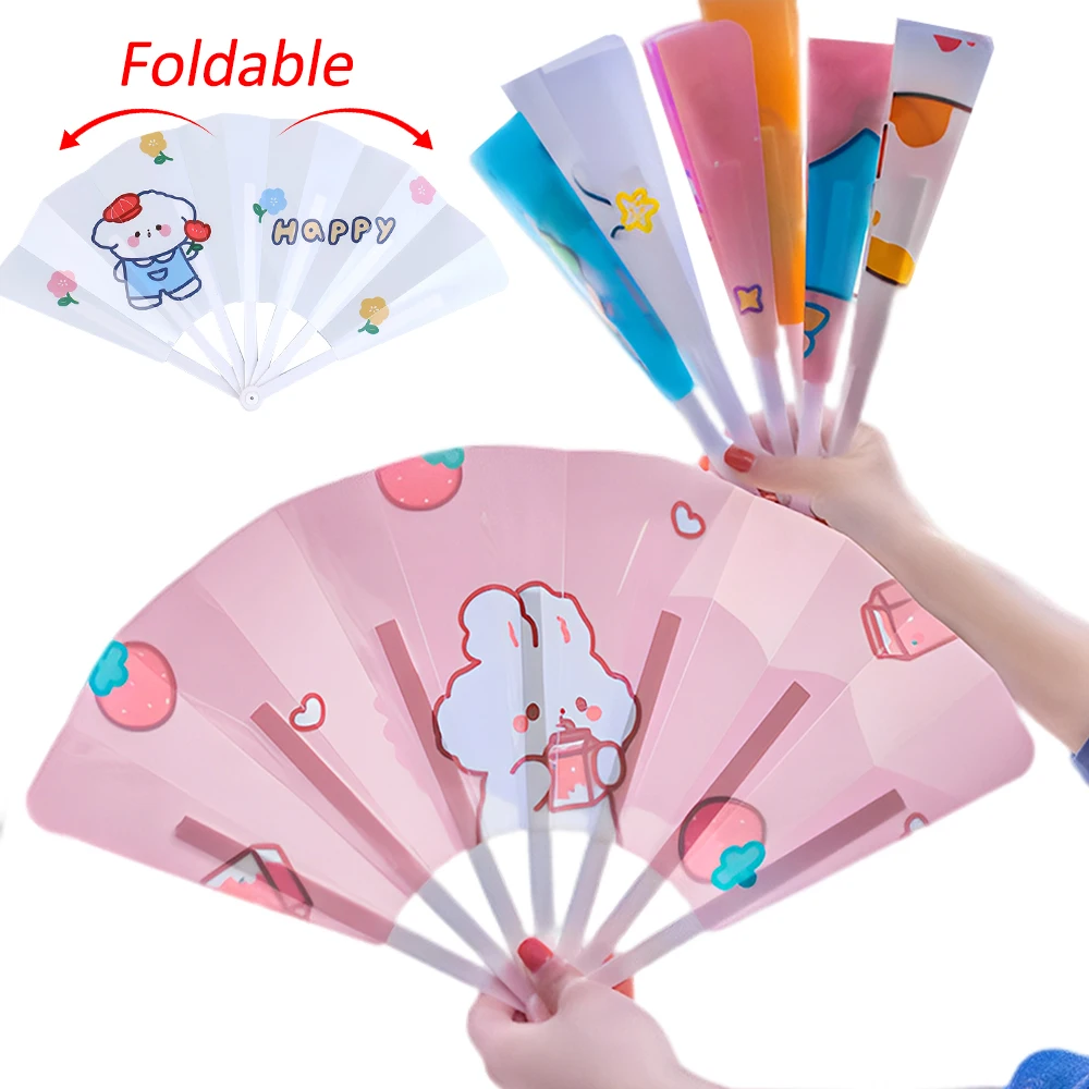 

Мини-вентилятор складной летний, милый маленький ручной вентилятор, мультяшный студенческий портативный пластиковый раскрашенный вентиля...