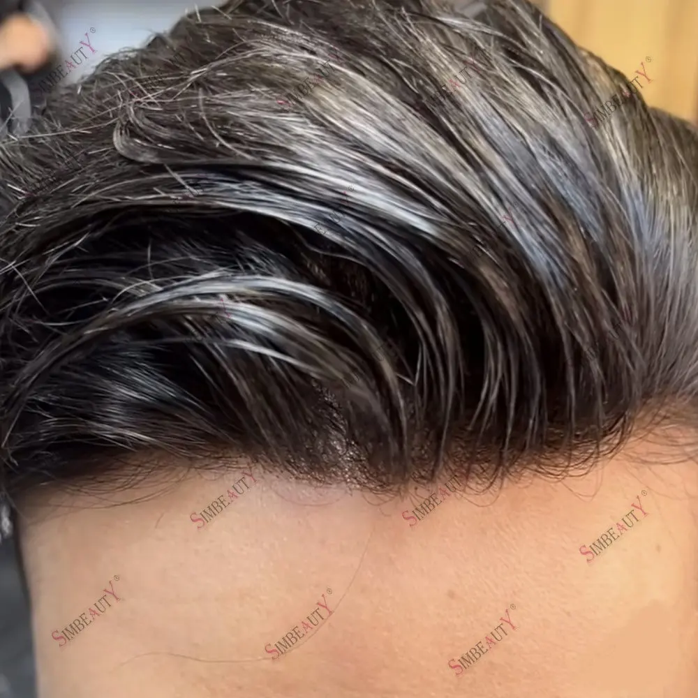 Мужской парик для волос Surper Прочный моно из натуральных человеческих с NPU