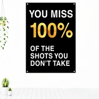 you miss 100 motivational life quotes banners flag canvas wall art poster success inspirational tapestry painting wall decor