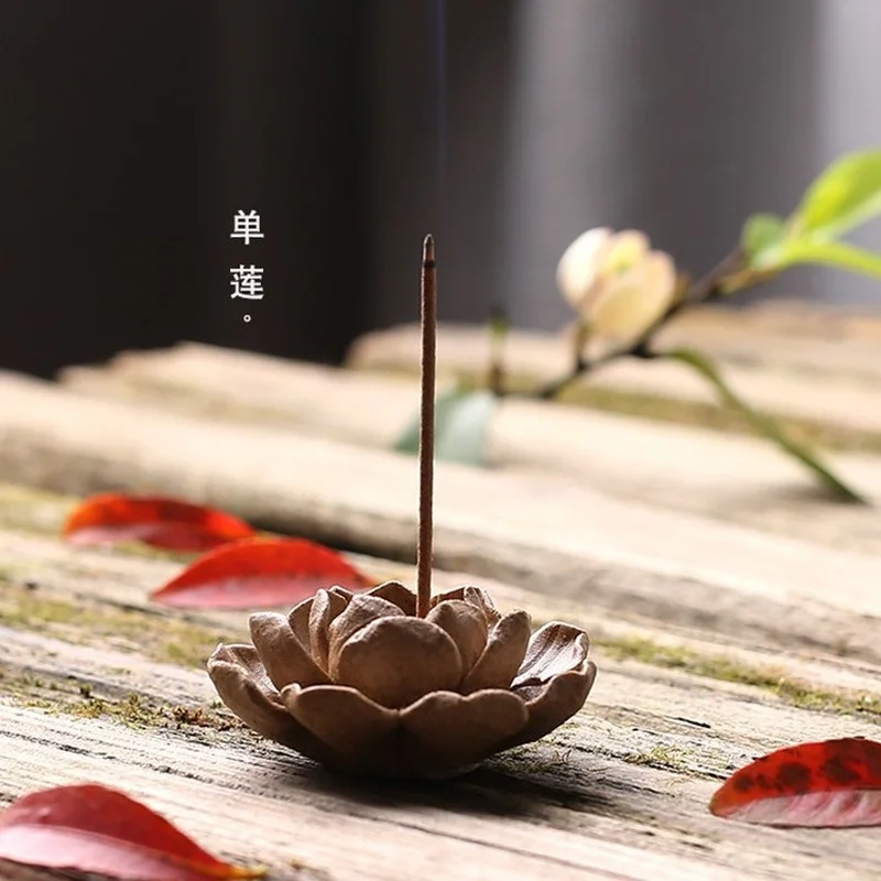 

Coarse clay lotus incense meddle ceramic lotus incense holder simple Zen thread incense flow back incense burner dry lotus