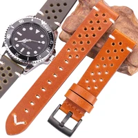 handmade cowhide watchband 18 20 22 24mm men women oil wax genuine leather breathable strap for samsung galaxy watch 4 3 band