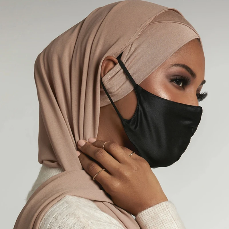 Muslim Inner Hijab Cap for Women Forehead Cross Elastic Turban for Islamic Women Head Scarf Hijab Undercaps for Woman Headcover