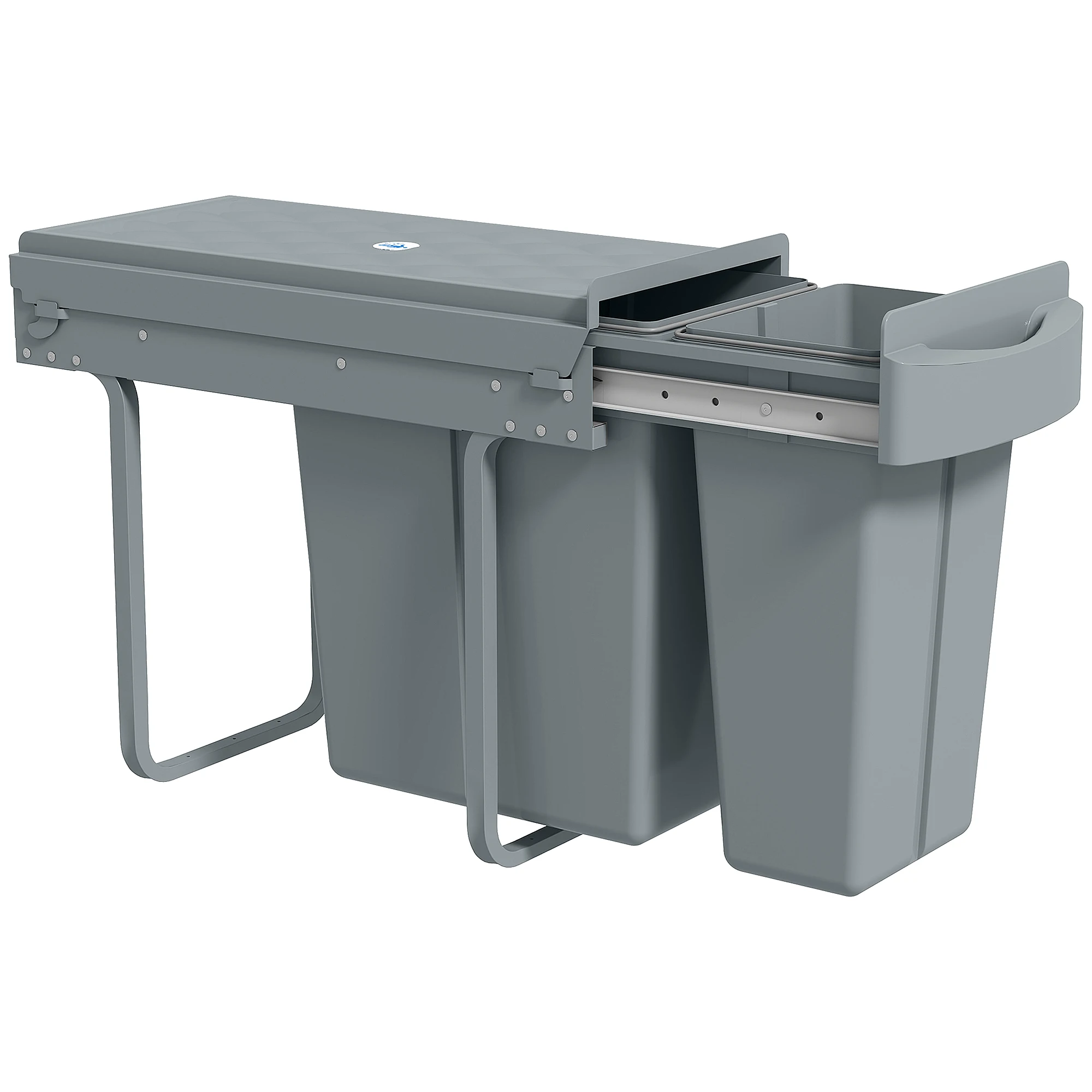 Homcom cubo de basura bajo fregadero, 20 L + 10 L reciclaje