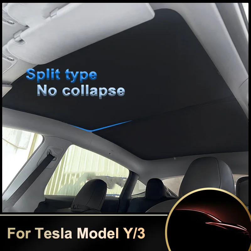 

For Tesla Model Y 2022 Sunroof Windshield Skylight Blind Shading NetUpgrade Split Type Sun Shades Glass Roof Sunshade UV-stop