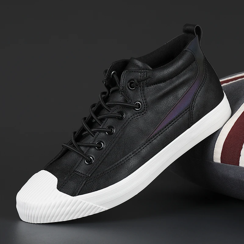 

Кроссовки мужские кожаные, Повседневные Легкие дышащие, плоская подошва, круглый носок, модная однотонная деловая спортивная обувь, весна-о...