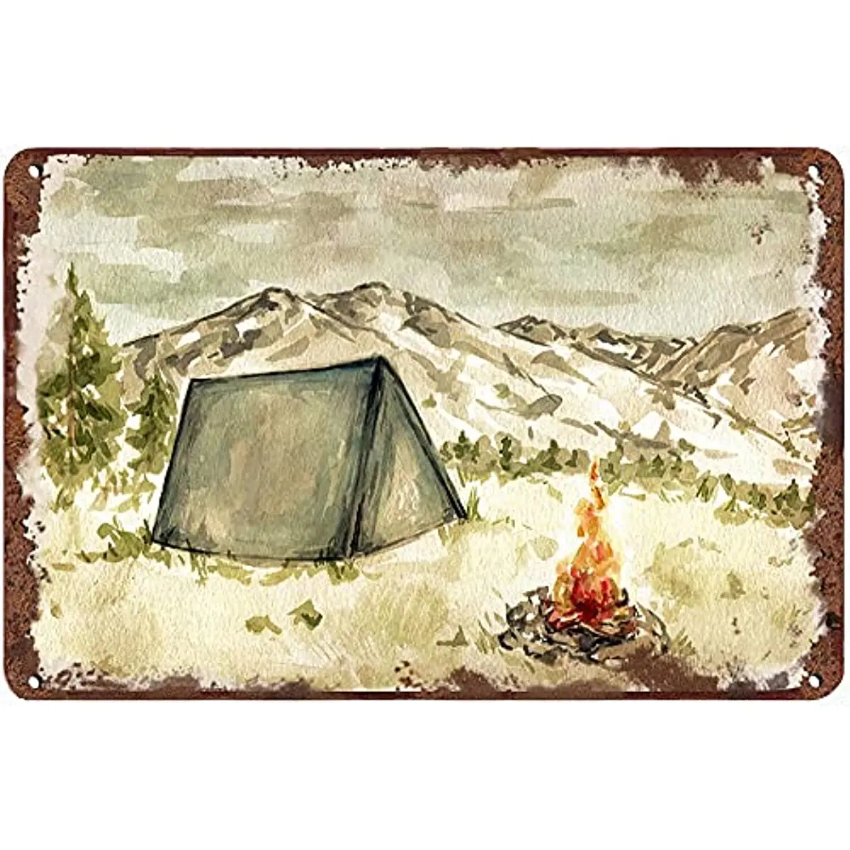 

Retro Tin Sign Metal Camp Campfire on The Holiday Summer Decor Wall Decor for Home Cafes Office Store Pubs Plaque 12X8 IN