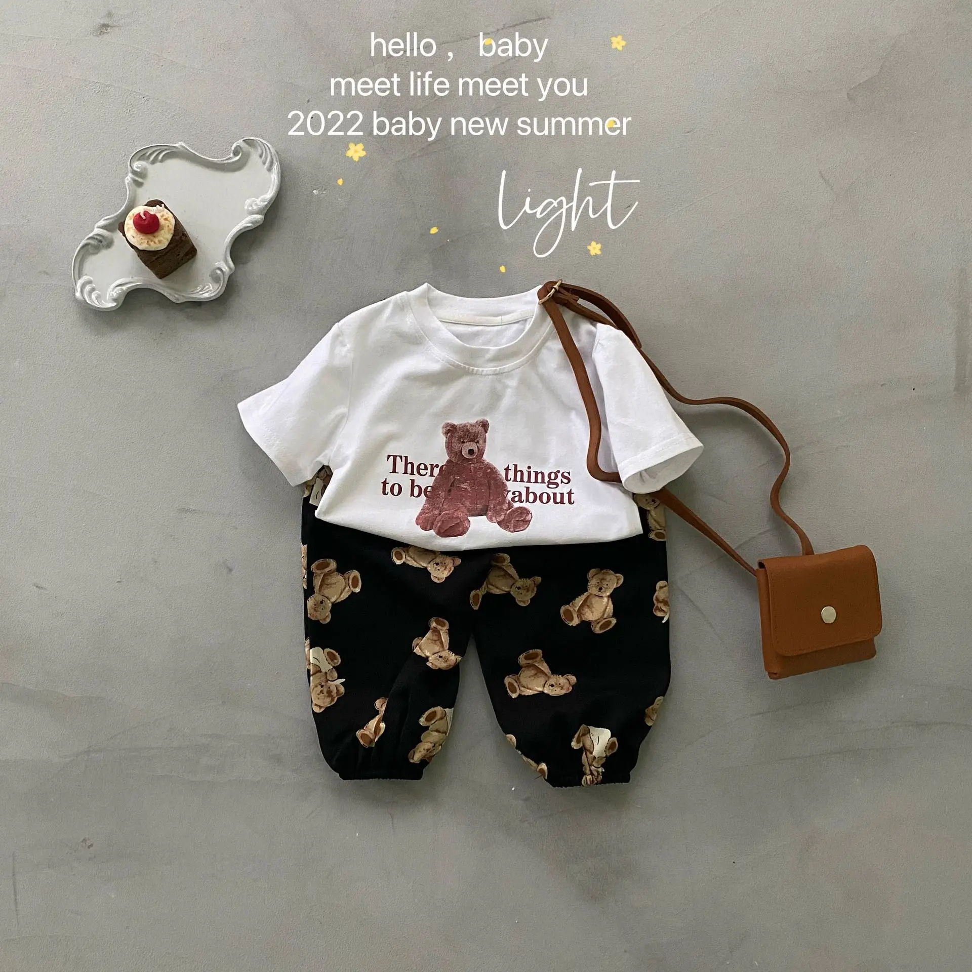 

Toddler Boys Girls Clothes Set Infant Summer Cartoon t Shirt Top And Pants Trousers Two Piece Sets Kids Suit Children Outfits