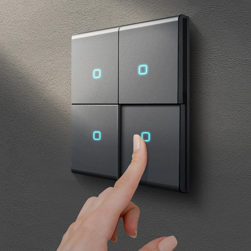 

Wall Push Button Switch EU USB Socket PC Panel with Led Luminous Indicator Gray Wall Reset Switch